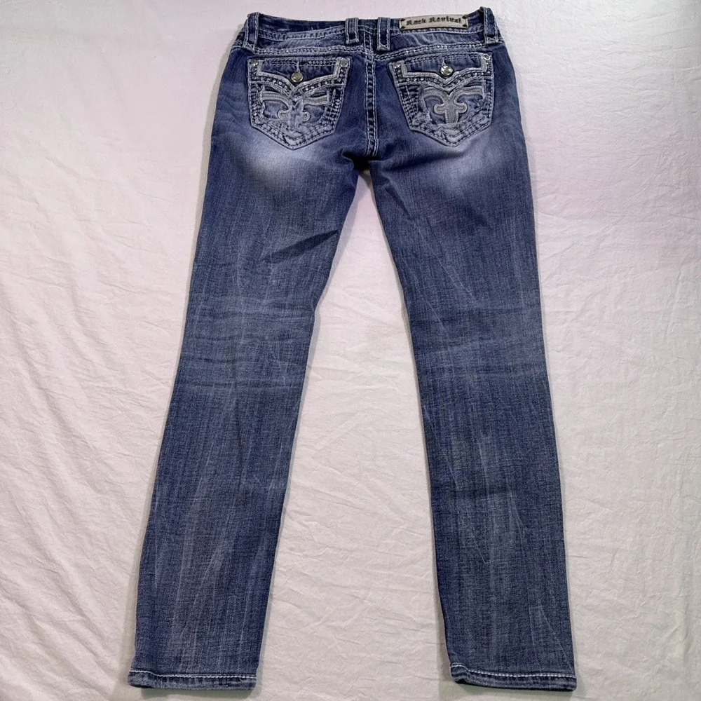 Rock Revival Jeans Women 27   BENITA  SKINNY  rhinestones embelished